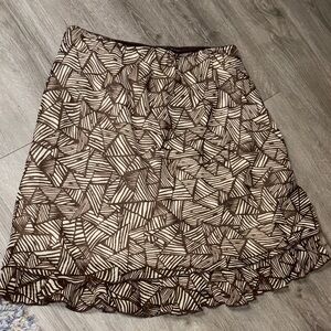 Geometric Patterned Brown Skirt